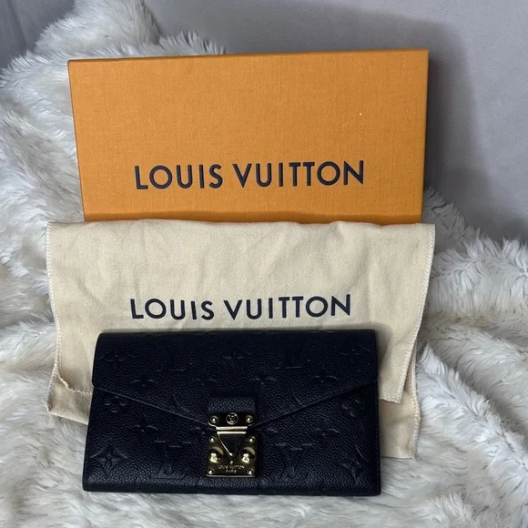 Louis Vuitton Black Monogram Empreinte Envelope Wallet with Gold Hardware - Picture 3 of 8